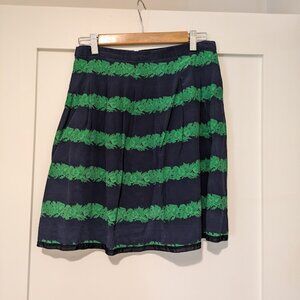 J Crew Navy Silk Mini Skirt with Florals